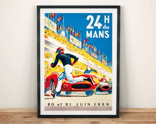 24H DU MANS POSTER: Vintage Le Mans 1959 Motor Racing Art Print