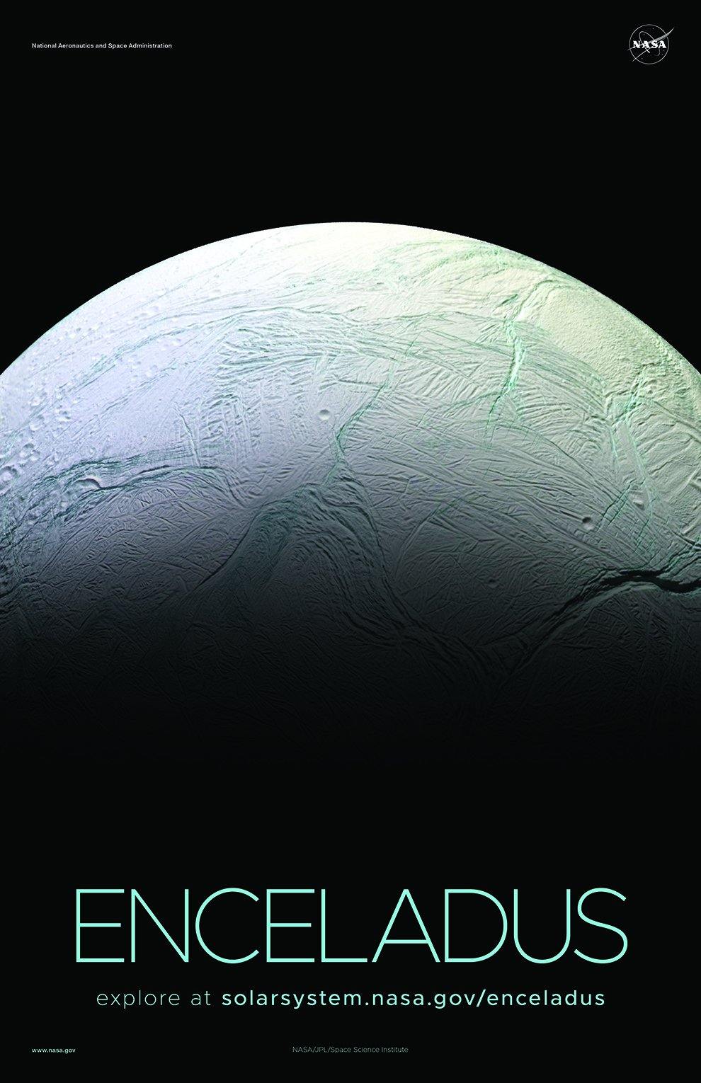 NASA ENCELADUS POSTERS: Solar System Series - Pimlico Prints