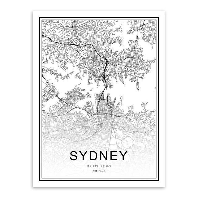 WORLD CITY MAPS: London, New York, Paris, and More, Canvas Wall Art Prints - Pimlico Prints