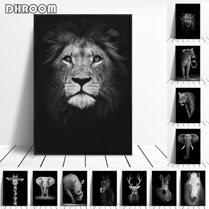 WILDLIFE ANIMAL PRINTS: Lion, Elephant, Giraffe, Zebra Canvas Art Posters - Pimlico Prints