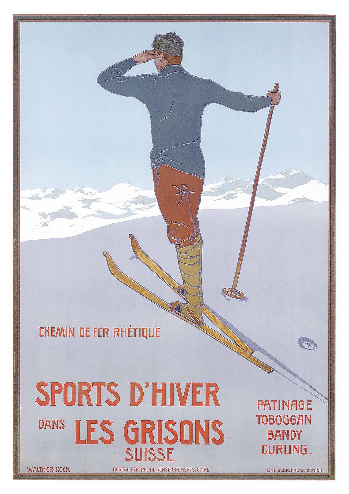SPORTS D'HIVER POSTER: Vintage Swiss Ski Print - Pimlico Prints