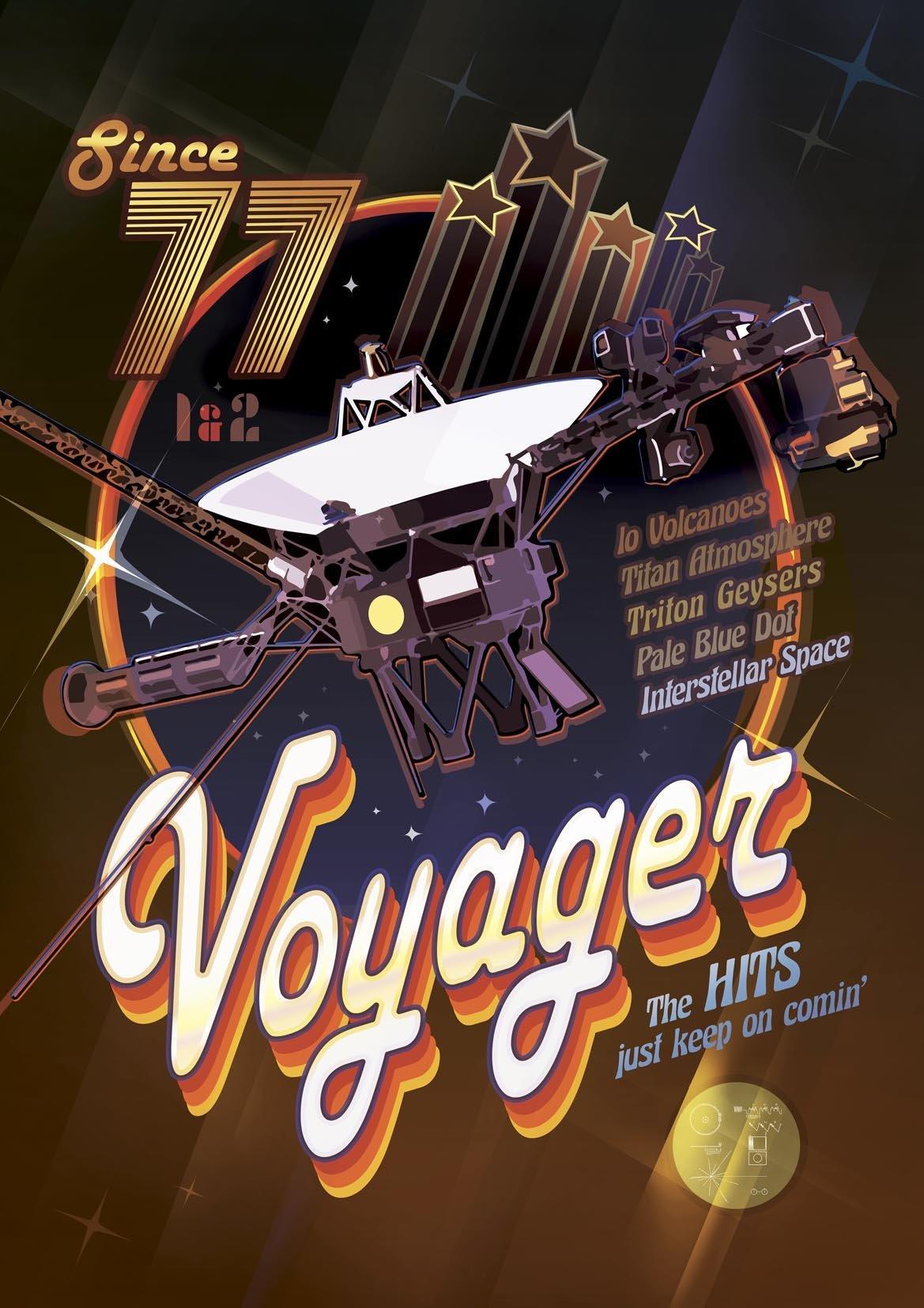 VOYAGER MISSION POSTER: Disco Theme Spacecraft Art - Pimlico Prints