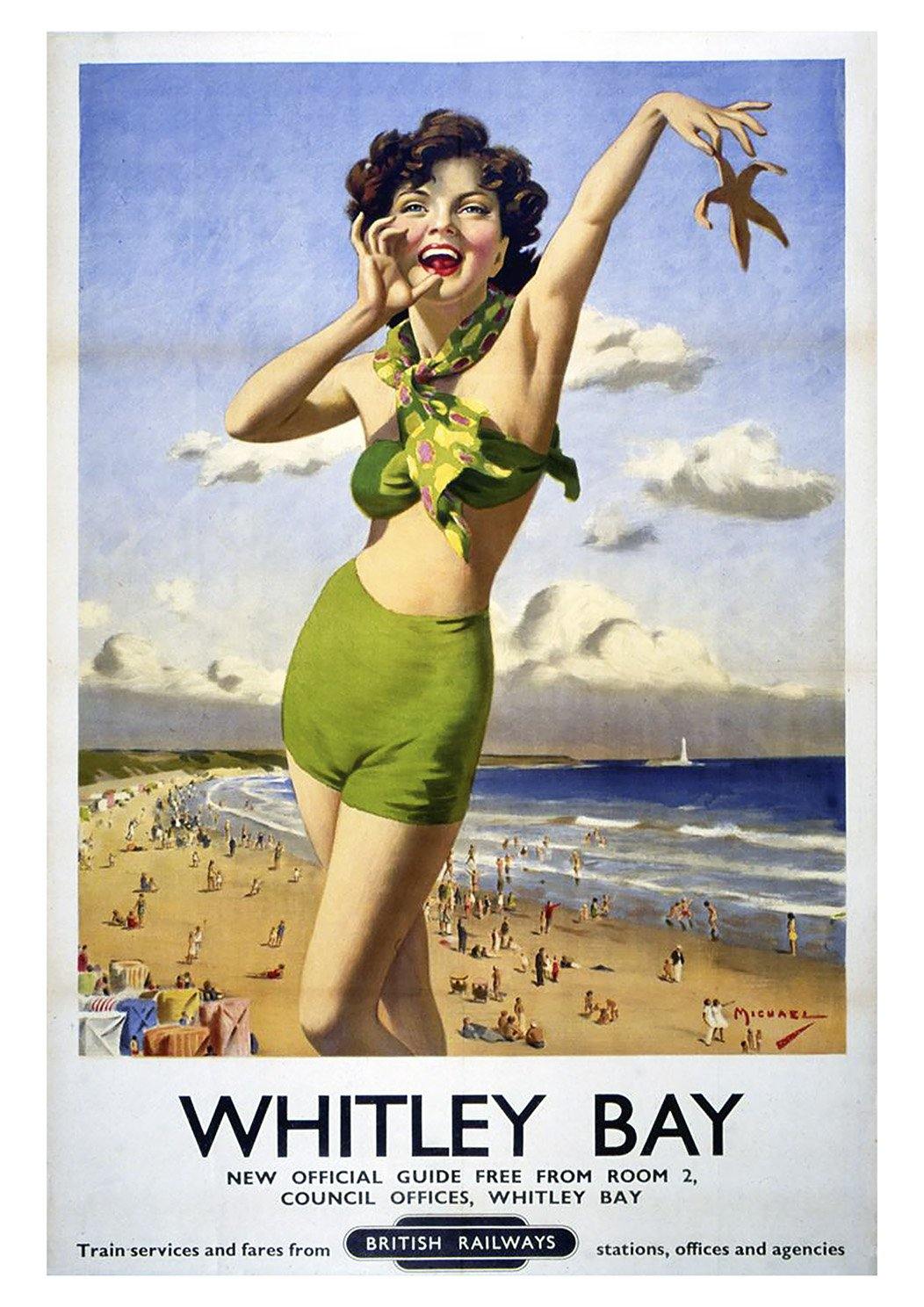 WHITLEY BAY POSTER: Vintage Seaside Holiday Advert - Pimlico Prints