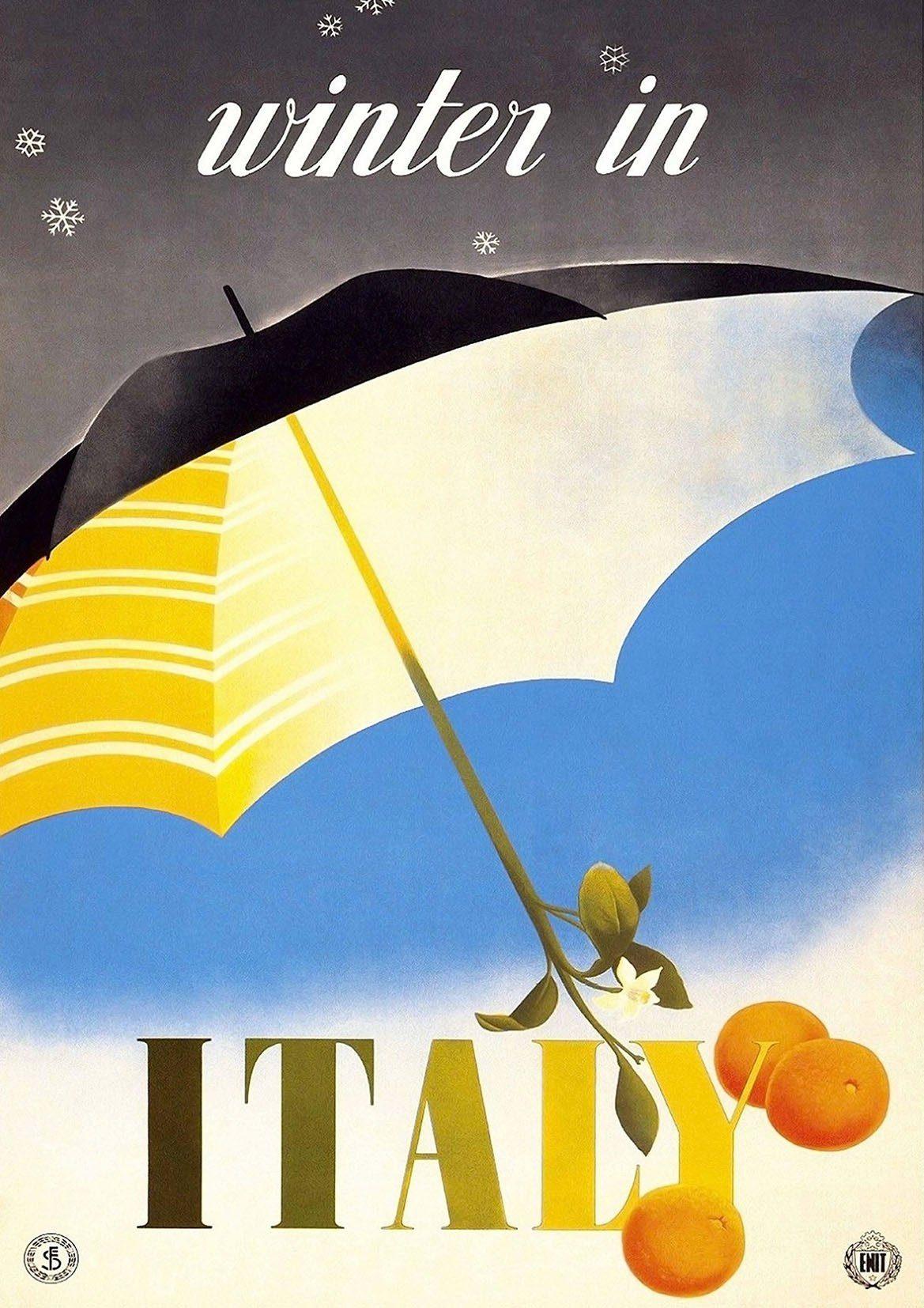 WINTER IN ITALY POSTER: Vintage Italian Travel Advert Print - Pimlico Prints